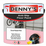 Denny's Floor Paint For Grip Coating Colour- Coral Pastel Pink - Anti-Slip Hardwearing Safe