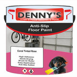 Denny's Floor Paint For Grip Coating Colour- Coral Tinted Rose - Anti-Slip Hardwearing Safe