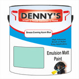 Denny's Emulsion Paint For Ceilings Colour- Breeze Evening Azure Blue - Matte Low-Splatter Stain-Hide Bright