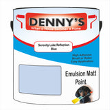 Denny's Emulsion Paint For Ceilings Colour- Serenity Lake Reflection Blue - Matte Low-Splatter Stain-Hide Bright