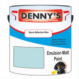 Denny's Emulsion Paint For Ceilings Colour- Storm Reflection Blue - Matte Low-Splatter Stain-Hide Bright