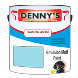 Denny's Emulsion Paint For Ceilings Colour- Sapphire Sky Lake Blue - Matte Low-Splatter Stain-Hide Bright