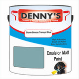 Denny's Emulsion Paint For Ceilings Colour- Storm Breeze Tranquil Blue - Matte Low-Splatter Stain-Hide Bright