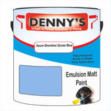 Denny's Emulsion Paint For Walls Colour- Azure Shoreline Ocean Blue - Matte Wipe-Clean Durable Coverage