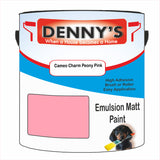 Denny's Emulsion Paint For Ceilings Colour- Cameo Charm Peony Pink - Matte Low-Splatter Stain-Hide Bright