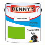 Denny's Emulsion Paint For Ceilings Colour- Garden Olive Green - Matte Low-Splatter Stain-Hide Bright