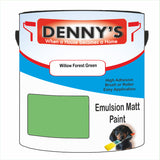 Denny's Emulsion Paint For Ceilings Colour- Willow Forest Green - Matte Low-Splatter Stain-Hide Bright