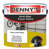 Denny's Floor Paint For Grip Coating Colour- Crane Lumen Yellow - Anti-Slip Hardwearing Safe