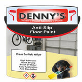 Denny's Floor Paint For Grip Coating Colour- Crane Sunfield Yellow - Anti-Slip Hardwearing Safe