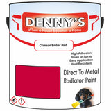 Denny's High Temp Paint For Radiators Colour- Crimson Ember Red - Heatproof No-Yellow Durable