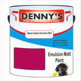 Denny's Emulsion Paint For Ceilings Colour- Blush Cedar Carmine Red - Matte Low-Splatter Stain-Hide Bright