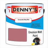 Denny's Emulsion Paint For Ceilings Colour- Terracotta Ruby Red - Matte Low-Splatter Stain-Hide Bright
