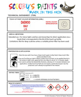 Instructions For Use Daewoo All Models Touch Up Paint