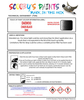 Instructions For Use Daewoo All Models Touch Up Paint