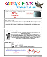 Instructions For Use Daewoo All Models Touch Up Paint