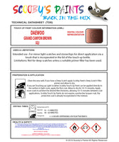 Instructions For Use Daewoo All Models Touch Up Paint