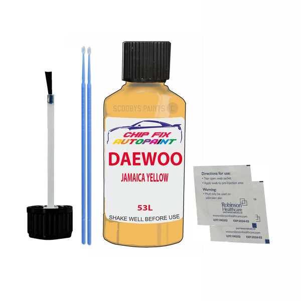 Daewoo All Models Jamaica Yellow Touch Up Paint Code 53L