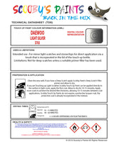 Instructions For Use Daewoo All Models Touch Up Paint