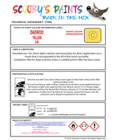 Instructions For Use Daewoo All Models Touch Up Paint