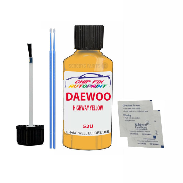 Daewoo Prince Highway Yellow Touch Up Paint Code 52U