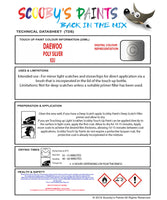 Instructions For Use Daewoo Nubira 2 Touch Up Paint