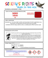 Instructions For Use Daewoo Lanos Sporty Touch Up Paint