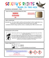 Instructions For Use Daewoo Kalos Touch Up Paint