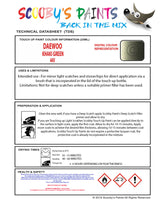 Instructions For Use Daewoo Nubira Touch Up Paint