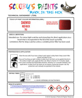 Instructions For Use Daewoo Nubira Wagon Touch Up Paint