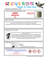 Instructions For Use Daewoo Nubira Ii Touch Up Paint