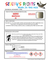 Instructions For Use Daewoo Matiz Touch Up Paint
