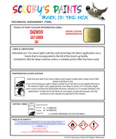 Instructions For Use Daewoo Leganza Touch Up Paint