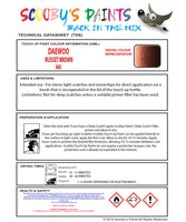 Instructions For Use Daewoo Nubira Ii Touch Up Paint