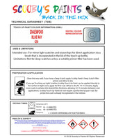 Instructions For Use Daewoo Matiz Touch Up Paint