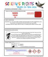 Instructions For Use Daewoo Matiz Touch Up Paint