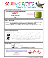 Instructions For Use Daewoo Matiz Touch Up Paint