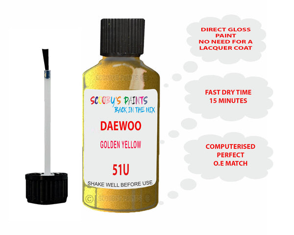 51u Rpo Ext Color For Daewoo Matiz Golden Yellow Brown-Beige-Gold Touch Up Paint Code 51 ...