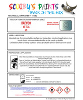 Instructions For Use Daewoo Matiz Touch Up Paint