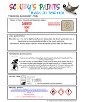 Instructions For Use Daewoo Matiz Touch Up Paint