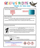 Instructions For Use Daewoo Matiz Touch Up Paint