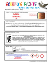 Instructions For Use Daewoo Matiz Touch Up Paint