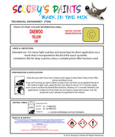 Instructions For Use Daewoo Matiz Touch Up Paint