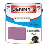Denny's Emulsion Paint For Ceilings Colour- Twilight Orchid Lilac Purple - Matte Low-Splatter Stain-Hide Bright