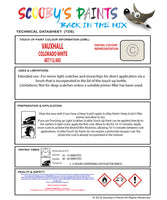 Touch Up Paint Instructions for use Vauxhall Catera Colorado White Code 487/11L/40U