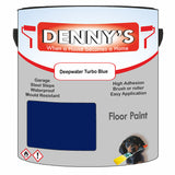 Denny's Floor Paint For Garages Colour- Deepwater Turbo Blue - Oilproof Tyre-Tough Hardwearing