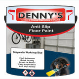 Denny's Floor Paint For Grip Coating Colour- Deepwater Workshop Blue - Anti-Slip Hardwearing Safe