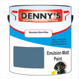 Denny's Emulsion Paint For Ceilings Colour- Shoreline Storm Blue - Matte Low-Splatter Stain-Hide Bright