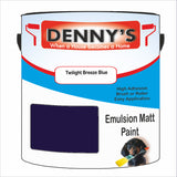 Denny's Emulsion Paint For Ceilings Colour- Twilight Breeze Blue - Matte Low-Splatter Stain-Hide Bright