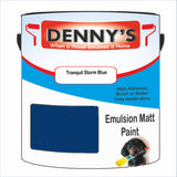 Denny's Emulsion Paint For Ceilings Colour- Tranquil Storm Blue - Matte Low-Splatter Stain-Hide Bright