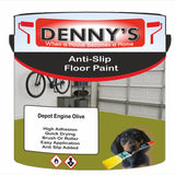 Denny's Floor Paint For Grip Coating Colour- Depot Engine Olive - Anti-Slip Hardwearing Safe